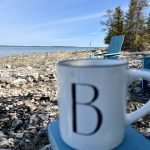Morning coffee on private beach overlooking Lake Huron
